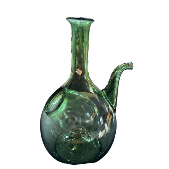 Unbranded Other - Vintage Hand Blown Italian Green Glass DecanterCarafe,Chamber Chiller & stopper